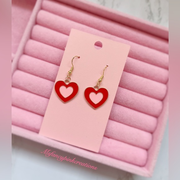 Handmade Valentine’s Day heart earrings Sterling Silver - Picture 3 of 3